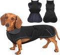 Windproof Waterproof Dog Coat for Dachshund -Black,XSmall- Miniature Dachshund Clothes, Small Dog Coat with Harness Built in, Reflective Dachshund Jacket with Buckle Closure