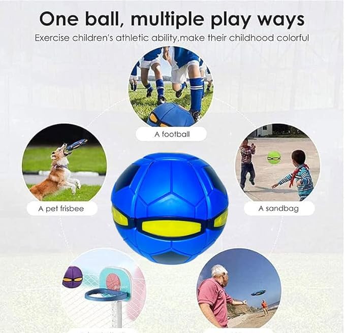 UFO Magic Ball, Portable Flying Toys Creative Fly Saucer Stomp Magic Balls, Decompression Flying Flat Disc Balls Toy for Childrens Outdoor Sports Kids Gift (Football Blue)