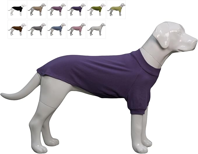 Lovelonglong Ribbed Dog T-Shirt Cotton Knitted Dog Sweaters for All Season Pet T-Shirts for Large Medium Small Dogs Purple L