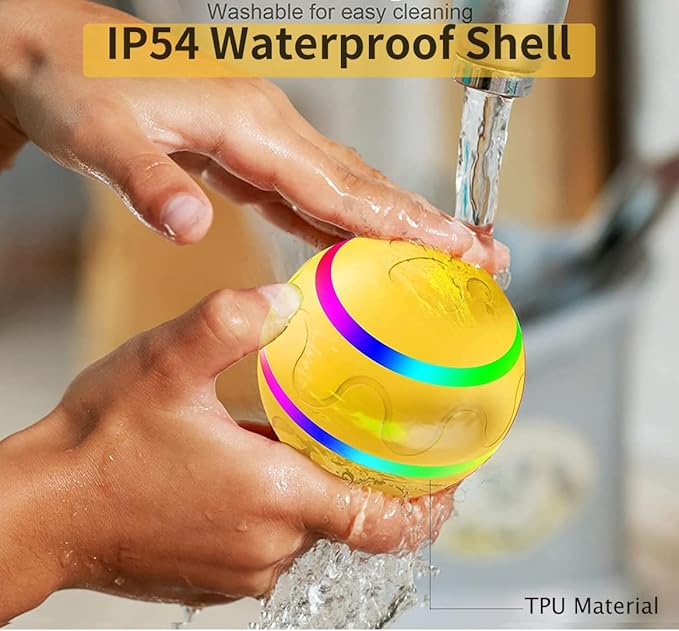 Dog Balls, Interactive Dog Toys, Smart Automatic Active Rolling Moving Ball for Medium/Large Dogs, Fun Dog Toys to Keep Pet Busy,Birthday Gifts,USB Rechargeable, Yellow