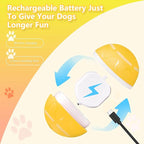Interactive Dog Ball Toy, Smart Tennis Pets Chew Toys, Electric Launcher Durable Automatic Rolling Balls for Dogs, Cat, Bouncing Busy Ball for Small&Large Pet (Yellow Automatic)