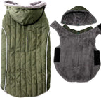 Fleece Dog Hoodie for Small Medium Dogs Super Warm Puppy Jacket for Cold Winter Dog Coats,Green M