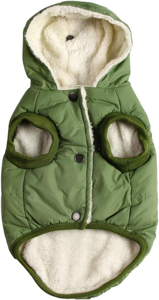 Extra Warm Dog Hoodie in Winter for Large Dogs Jacket Pet Coats with Hooded Green XXL