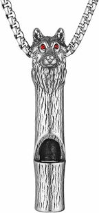 HZMAN Whistle Emergency Necklace for Adults Retro Gothic Wolf Whistle Necklaces Outdoor Survival for Dog Training Camping Hiking Boating Hunting Pendant