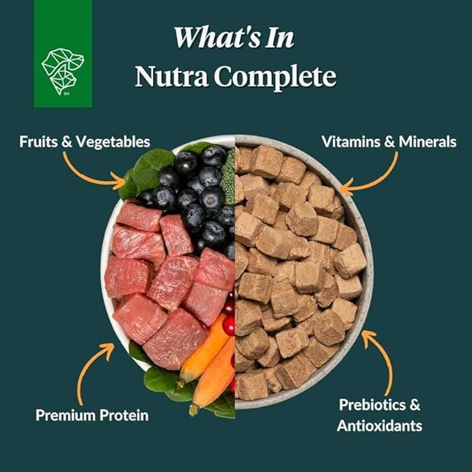 ULTIMATE PET NUTRITION Nutra Complete Freeze Dried Raw Dog Food, Veterinarian Formulated with Antioxidants, Prebiotics & Amino Acids (1 Pound, Chicken)