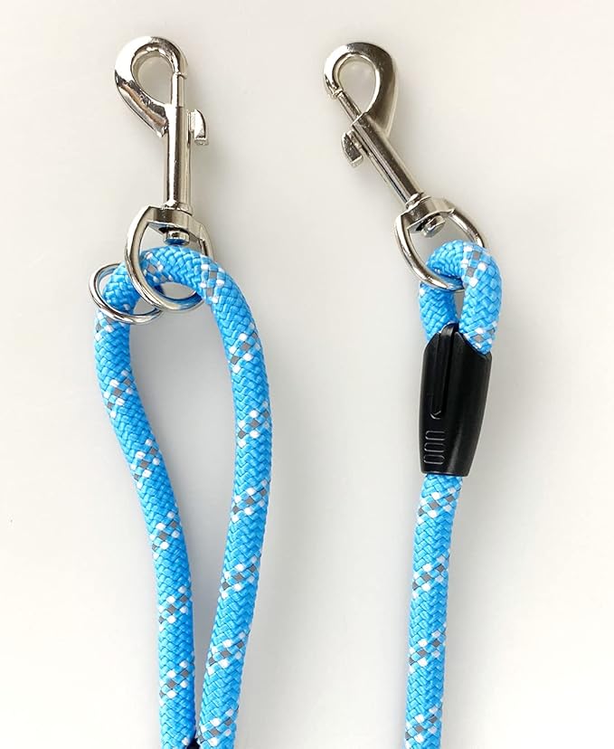 Long Rope Dog Leash for Dog Training 12FT 20FT 30FT 50FT, Reflective Threads Dog Cat Leashes Tie-Out Check Cord Recall Training Agility Lead for Large Medium Small Dogs (Blue, 10mm*20ft)