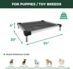 FXW TitanNest Chew-Proof Elevated Dog Bed, Raised Cot for Indoor/Outdoor/Camping Use, Durable & Waterproof Cooling Pet Bed for Toy Dogs, 24.0" L x 20.0" W x 4.1" H, Black