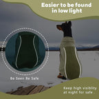 IECOii Dog Fleece Sweater for Medium Dogs, Dog Pullover Sweatshirt with Leash Hole & Reflective Stripes, Stretchable & Cozy Dogs Hoodie Windproof Hooded Sweaters for Fall Winter Walks, Green, L