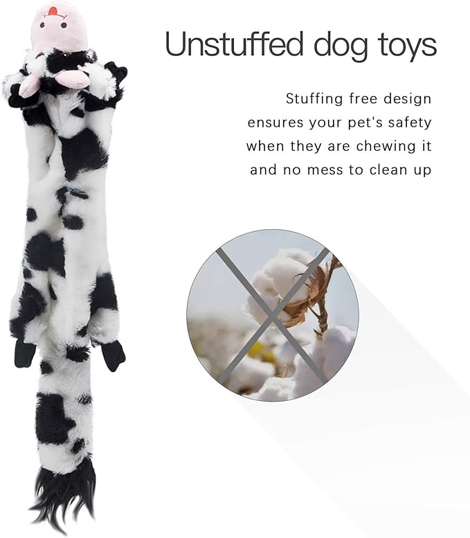 SHARLOVY Dog Squeaky Toys 5 Pack, Pet Crinkle Toy No Stuffing Animals Plush, Dog Chew for Large and Medium, Small Puppy Teething for Boredom