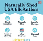 hotspot pets Premium Split Elk Antlers for Dogs - 7+ Inch Large Dog Antler Chews (4 Pack) Made in USA, Naturally Shed Antler Bone for Large Breed Aggressive Chewers - Promotes Dental Hygiene