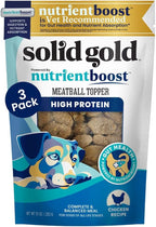 Solid Gold Meatball Dog Food Toppers for Dry Food - High Protein Chicken Meatball Topper for Dogs - Complete Meal, Meal Mix in or Soft Dog Treats - Gut Support - 3 Pack *Refrigerate After Opening*