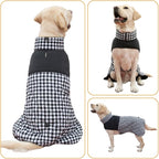 Dog Jackets for Winter, Reversible Dog Coat Windproof Waterproof Jackets for Cold Weather, British Style Plaid Coats Warm Vest for Small Medium Large Dogs (Black, 5XL)