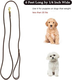 Guiding Star Leather Dog Leash 6 ft x 1/4 inch,Thin and Lightweight Leather Leashes for Small Dogs,Leather Cat Leashes for Small Cats,Soft Genuine Leather Dog Training Leashes for Petite Dogs Brown