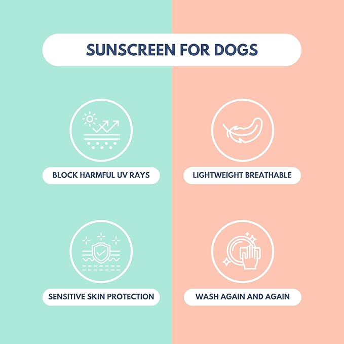 Spark Paws Sunblock Dog T-Shirt, SPF30 Protection, Lightweight Breathable Quick Dry for Dogs with Sensitive Skin - Peach & Mint (Set of 2) - L