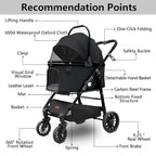 Extra Large Pet Stroller, Jumbo Dog Stroller Fits 3 Small Pets up to 50lbs, Heavy-Duty Stable Strollers with Shock Absorbing Wheels & Locking Brakes, for Walking, Jogging, Vet Visits
