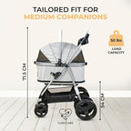 Luxe Haus 4 Wheel Foldable Pet Stroller - Lightweight Dogs and Cats Stroller Upto 50lbs with Mesh Canopy, Storage Basket and Cup Holder, Durable for Walks and Outings (Medium)