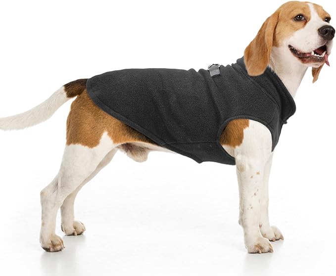 BEAUTYZOO Dog Fleece Vest Sweater Winter Jacket for Small and Medium Large Dogs with D-Ring Leash Cold Weather Coat Hoodie for XS S M Dogs Boy or Girls, Black XL
