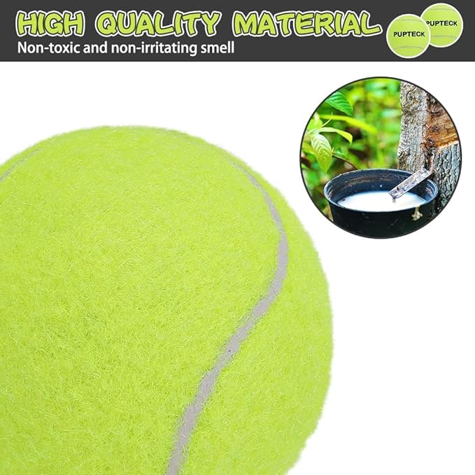 PUPTECK Squeaky Tennis Balls for Dogs, 2.5" Training Bouncy Ball Toys 12 Packs for Dogs Playing, Exercise and Fetch