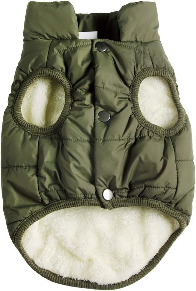 2 Layers Fleece Lined Warm Dog Jacket for Winter Cold Weather,Soft Windproof Large Dog Coat,Green XXXL