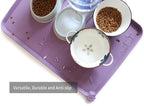 Hoki Found X-Large Silicone Pet Food Mats - Non-Slip Pet Dog Cat Bowl Placemats - Waterproof Food & Water Mats for Carpet - Amethyst