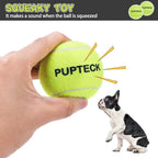 PUPTECK Squeaky Tennis Balls for Dogs, 2.5" Training Bouncy Ball Toys 12 Packs for Dogs Playing, Exercise and Fetch