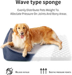 Orthopedic Dog Beds for Medium Dogs, Durable Egg Crate Foam Sofa Dog Bed wit Washable Removable Cover,Waterproof Lining,Pet Bed for Large Dogs (Navy Blue-Velvet, 31.5" L x 25.2" W x 7" Th)