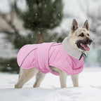Kuoser Dog Coat, Extra Warm Dog Jacket Windproof Dogs Cold Weather Coats for Large Dogs, Fleece Lining Turtleneck Puppy Snowsuit Reflective Adjustable Pet Winter Clothes Christmas, Pink XL