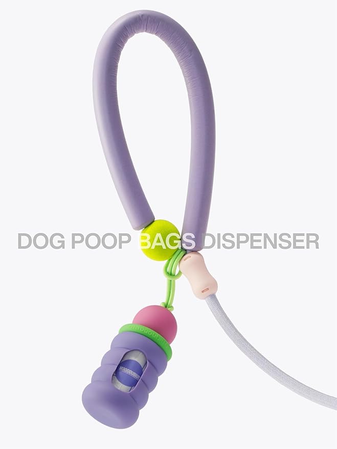 Dog Waste Bag Dispenser Pet Poop Bags Holder for Leash Lightweight Doggie Waste Bags Dispensers with Leash Attachment Includes 15 Bags (Purple)