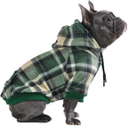 Spark Paws Dog Hoodie – Premium Dog Sweater for Small, Medium, and Large Dogs | Warm Outfits for French Bulldogs, Pitbull, Puppy, Winter Jacket Alternative - Green Plaid - L