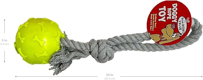 HEALTH & OUTDOORS Rope Chew Toy, 2 Pack, Dog Chew Toy, Tough Rope with Ball Active Play (Colors May Vary)