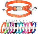 Green Cat Collar with Bell, Reflective Soft Nylon Break Away Kitten Collars with Bells, Male Puppy Collars for Xs Small Tiny Little Boy Pet Dogs, Neck 7-11 Inch