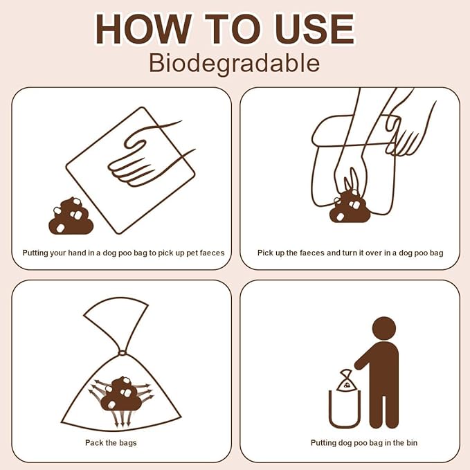 Thick Strong Leak Proof Waste Bag for Dogs with Holder-270 CoffeeLarge Poop Bags,Biodegradable Dog Poo Bags with Corn Starch Blended Compostable Bag