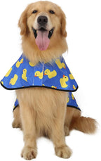 HDE Dog Raincoat Jacket Reflective Adjustable Hooded Pet Poncho Rain Coat with Leash Hole for Small to X-Large Dogs Rubber Ducks - XL