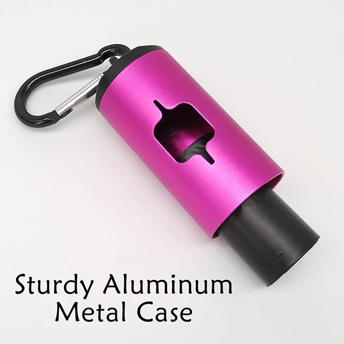 Metal Dog Poop Bag Holder Aluminum Dispenser for Leashes, Hiking & Travel, Lightweight Scratch-Resistant with 3 Attachments and 195 Bags (Pink, 1 Holder 15 Bags)