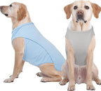2 Pack Dog Shirt, Quick Dry Cooling Tshirts for Dogs Large, Breathable Durable UPF50+ Summer Clothes, Lightweight Prevent Overheating Vest, Blue+Grey, 3XL
