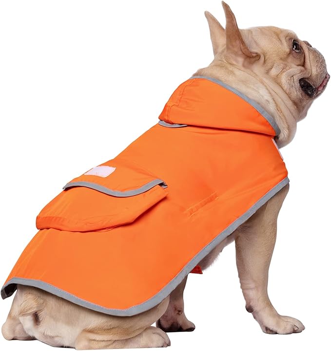 HDE Reversible Dog Raincoat Hooded Slicker Poncho Rain Coat Jacket for Small Medium Large Dogs Camo Orange - M