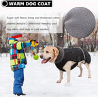 QBLEEV Warm Dog Coat Reflective Jacket, Waterproof Winter Coat Turtleneck Dog Clothes for Cold Weather, Thick Fleece Snowsuit Christmas Vest for Small to Large Dogs