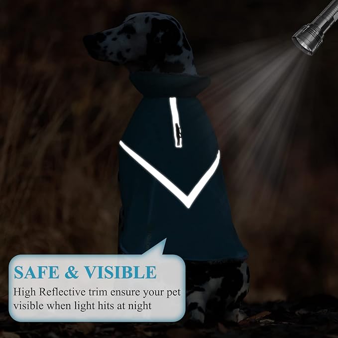 VIVAGLORY Snowrap Dog Coat, Jacket with Harness Hole & Velcro Closure, Dog Coat for Winter & Cold Weather, Fluffy Warm Fleece Lined Reflective Water Resistant for Puppy, S, Turquoise