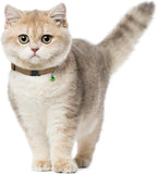 Breakaway Cat Collar Leather with Removable Bell - 13 Colors Available - Soft Adjustable Girl Boy Safety Lightweight Pet Kitten Collars Pink Brown Blue Green Red Orange Black (Orange)