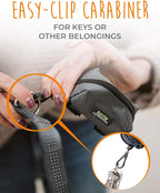 Mighty Paw Dog Poop Bag Holder - Zippered Pouch with Carabiner Hook - Includes Roll of Pick-up Bags - Pet Poop Holder and Dispenser - Pet Walking Supplies - (Grey/Green)