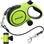 Retractable Dog Leash with Chew Proof Extender, 26ft Heavy Duty Retractable Pet Leash with Poop Bag Holder, Anti-Slip Grip, Reflective Leashes for Medium Large Pets up to 110 lbs(Green)