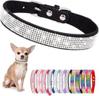 Serijoars Small Dog Collar with Rhinestone Crystal Diamond Colorful Bling Girl Puppy Cat Collars (XS, Black)