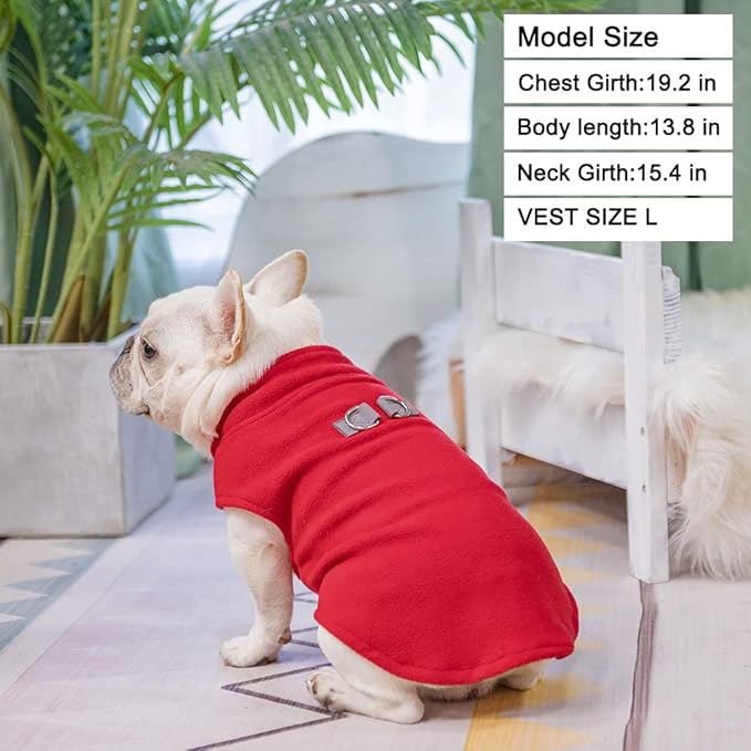 BEAUTYZOO Dog Fleece Vest Sweater Winter Jacket for Small and Medium Large Dogs with D-Ring Leash Cold Weather Coat Hoodie for XS S M Dogs Boy or Girls, Red XL