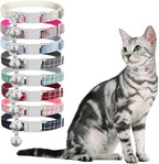 Personalized Breakaway Cat Collars - Magnetic Buckle, Bell - Safety Quick Release, Customized for Girls & Boys Cats- (Herringbone-Rose Red)