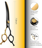 Curved Thinning Shears Dog Grooming 7.5 in Black & Gold Two Color Multipurpose Professional Dog Grooming Scissors for Large Pet 66 Teeth Japan 440C