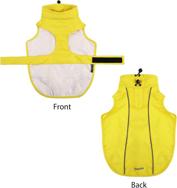 Waterproof Dog Raincoat, Adjustable Lightweight Dog Rain Jacket with Reflective Strip Leash Hole for Small Medium Large Dogs (Yellow, Large(22-37lb))