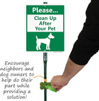 SmartSign Please Clean Up After Your Pet Yard Sign & Clip-On Plastic Dispenser Combo/Kit, 10"x12" Aluminum Sign with 3ft Steel Stake, Compact Dispenser Preloaded with a 15 Dog Poop Bags Roll