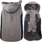 Fleece Dog Hoodie for Medium Dogs Super Warm Doggie Jacket for Cold Winter Dog Coats,Grey L