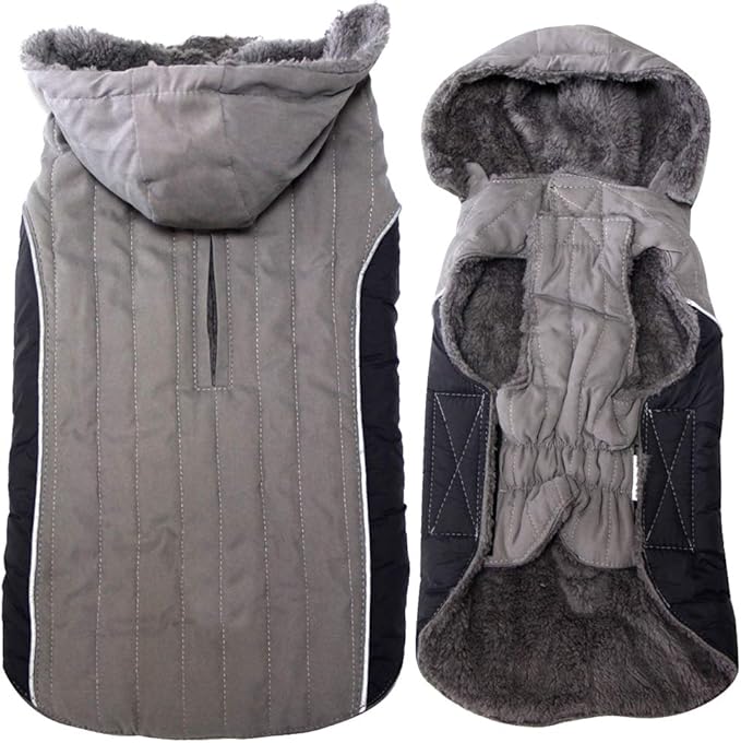 Fleece Dog Hoodie for Small Dogs Super Warm Puppy Jacket for Cold Winter Dog Coats,Grey XS