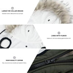 PINA Winter Coat with Waterproof Fabric, Faux Fur Hood, Reflective Strap for Small to Large Dogs, Green, XL